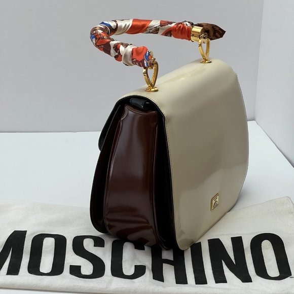❤️MOSCHINO❤️ Redwall Tricolor Polished Leather Bag Italy - Picture 15 of 16